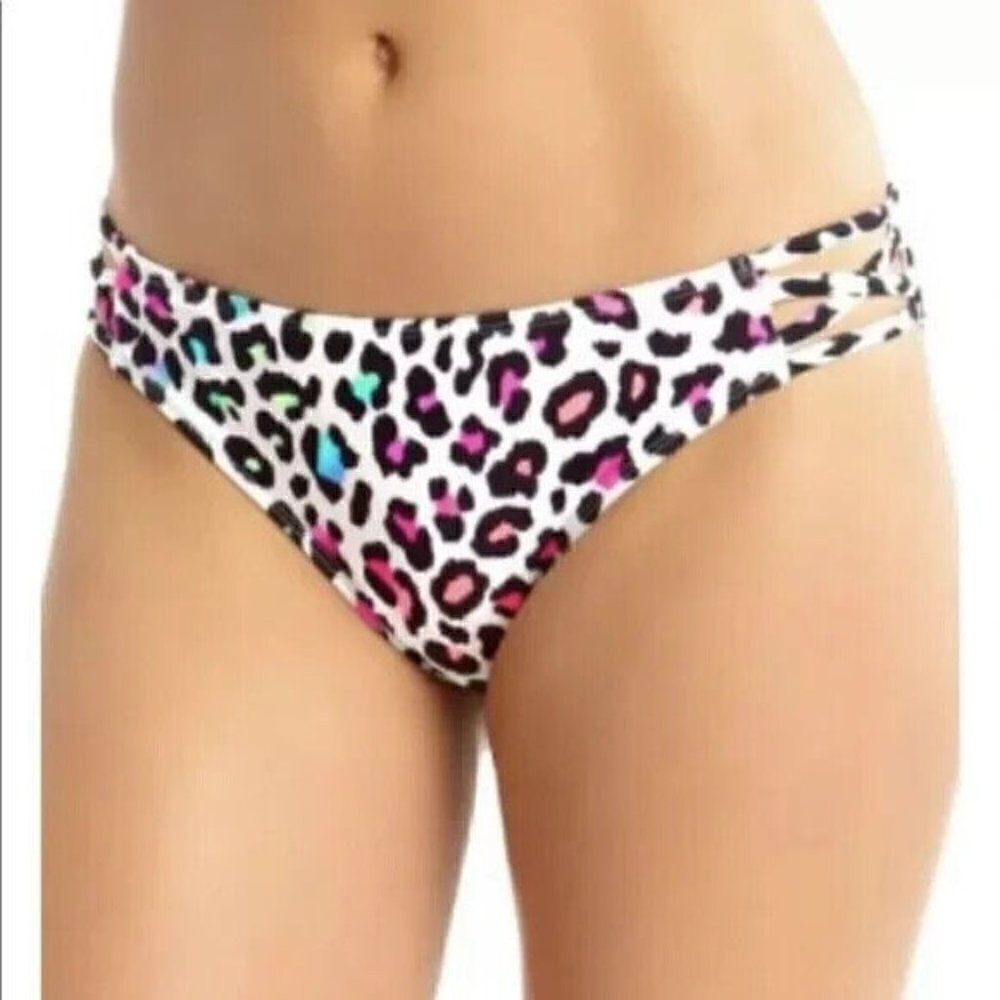 California Waves Junior Multicolor Animal-Print Hipster Bikini Bottom Swim XS